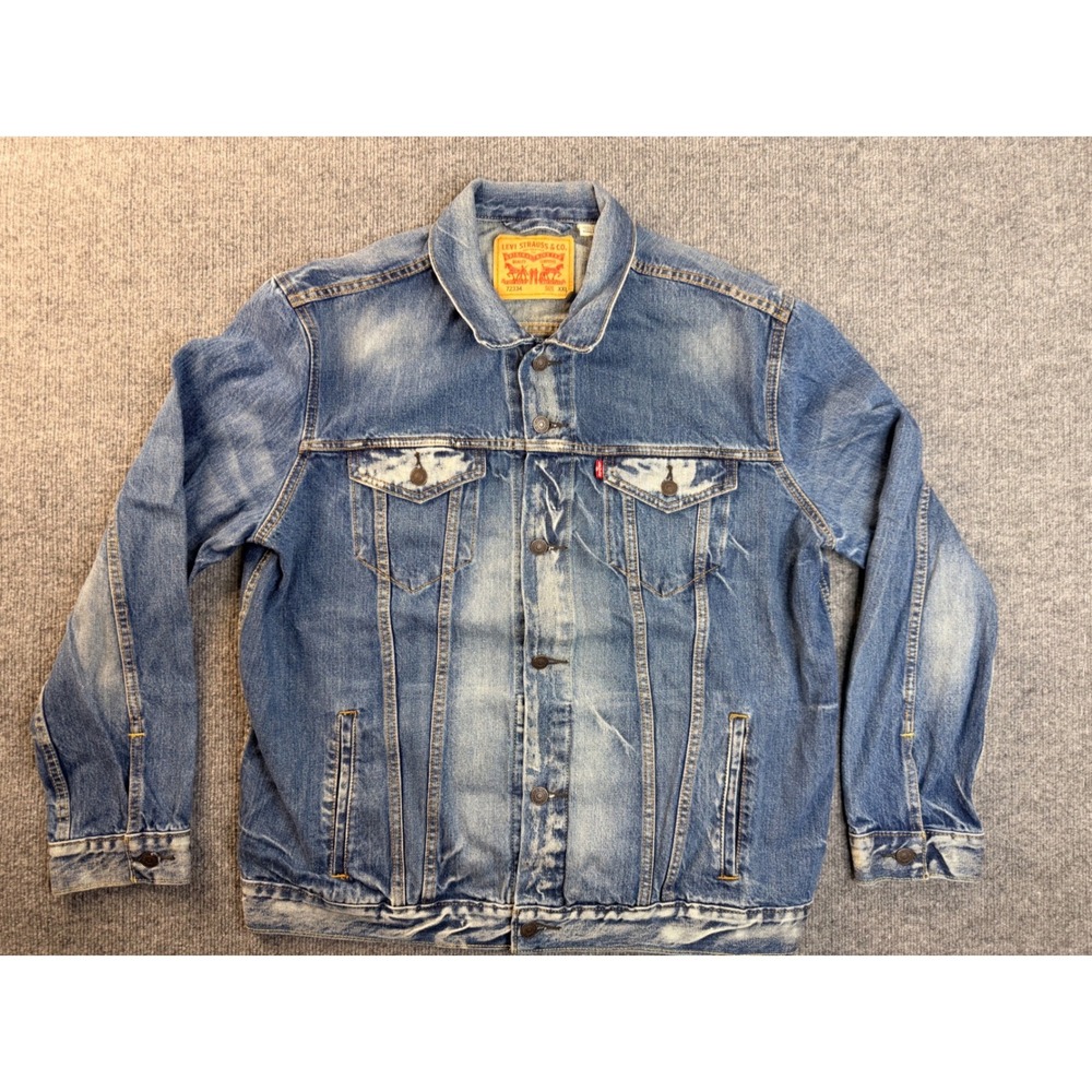 Levis 72334 Mens XXL Blue Denim Trucker Jacket Cotton Faded Streetwear Workwear
